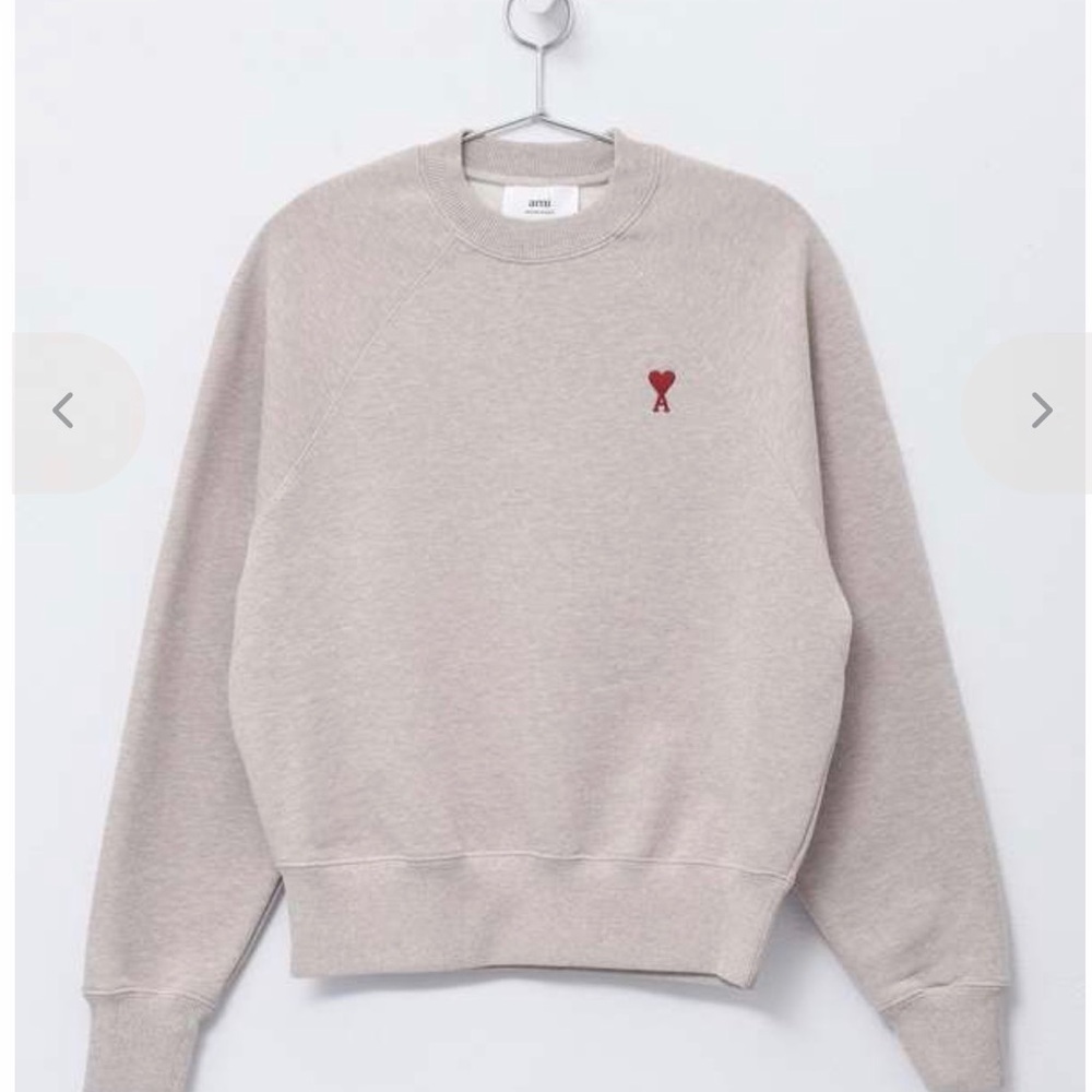 Ami Heather Light Beige Crew Neck Sweatshirt Ami De Coeur XXS